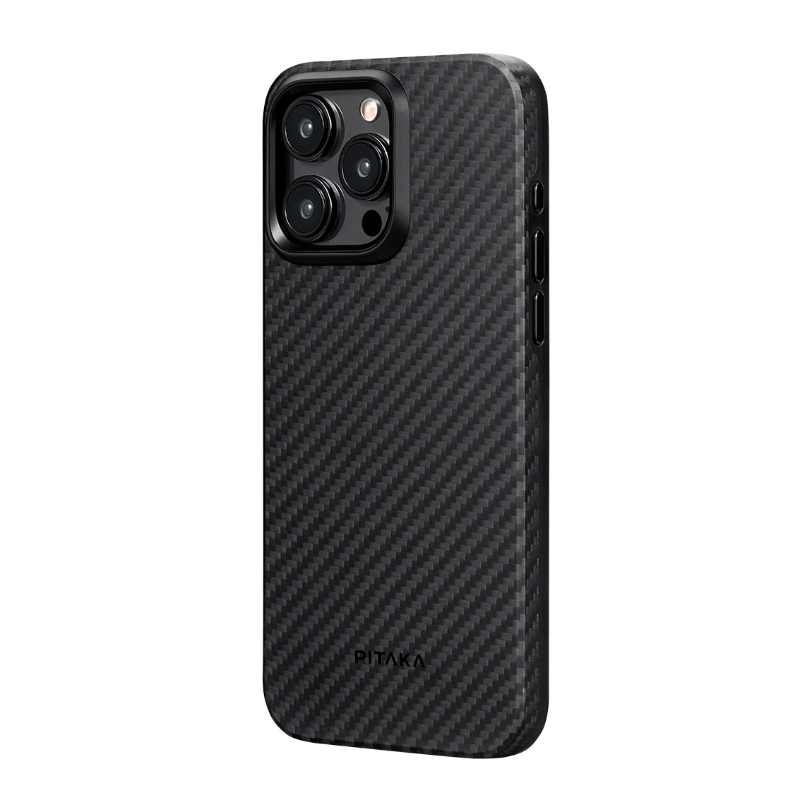 Pitaka Military-Grade Classic Serisi iPhone 15 Pro Max M-safe Şarj Özellikli 1500D Aramid Fiber Black-Grey Twill Kılıf Pitaka Military-Grade Classic Serisi iPhone 15 Pro Max M-safe Şarj Özellikli 1500D Aramid Fiber Black-Grey Twill Kılıf